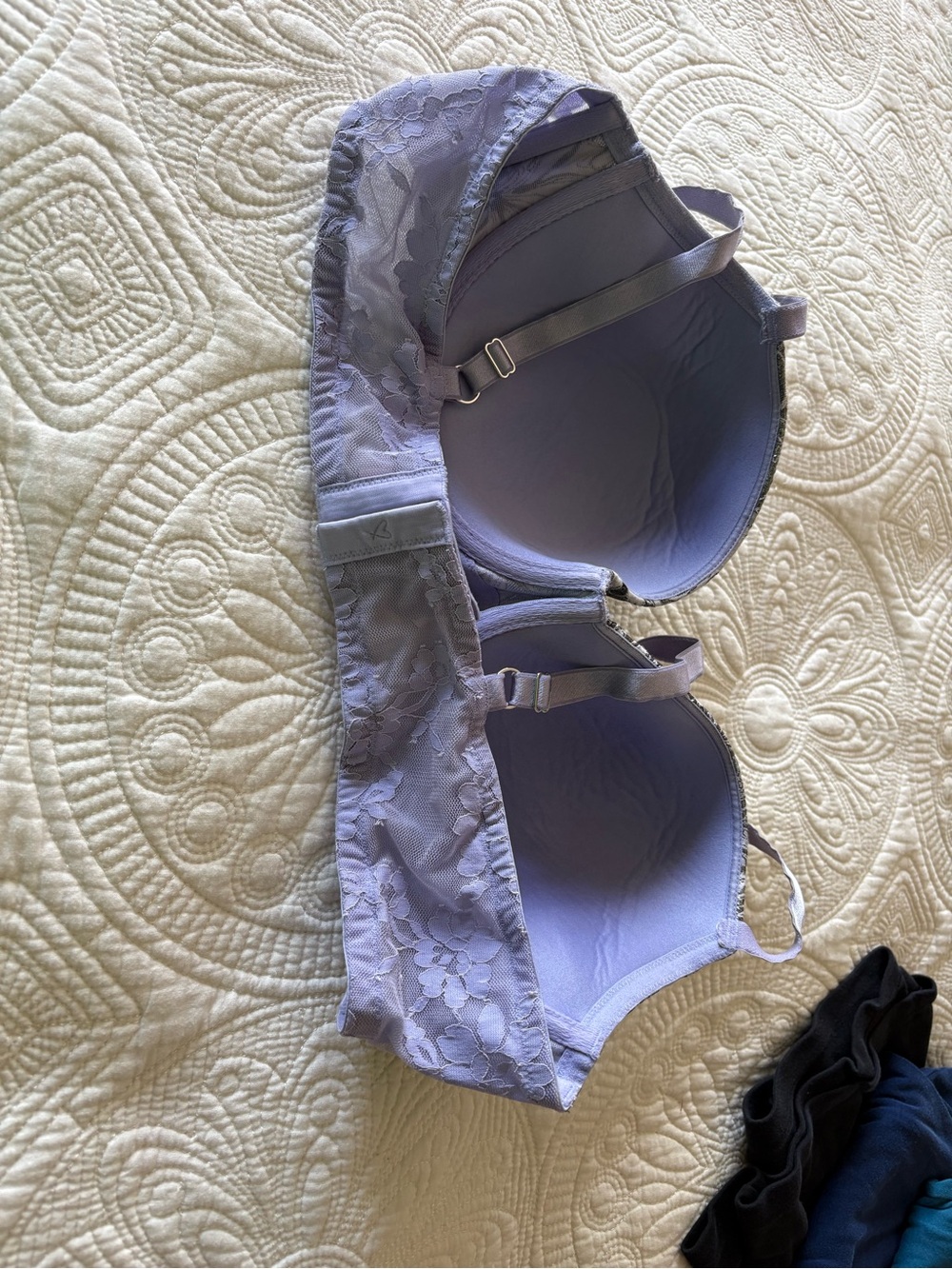 Victoria's Secret 40C Lavender and Silver Floral Lace Underwire Bra - Picture 3 of 6